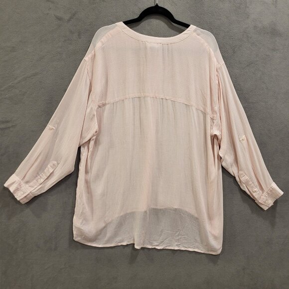 Nine West Button Top Women's Size XL Stripe Scoop‎ Neck Hi Low Hem Office Casual - Picture 2 of 7